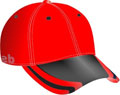 FRONT VIEW OF BASEBALL CAP RED/BLACK